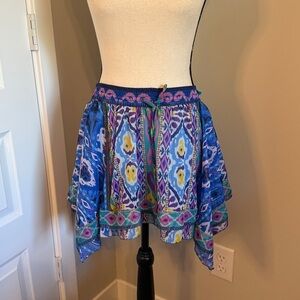 Zara Blue and Purple Patterned Mini Skirt